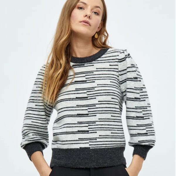 Marilou Knit Pullover Grey Stripe